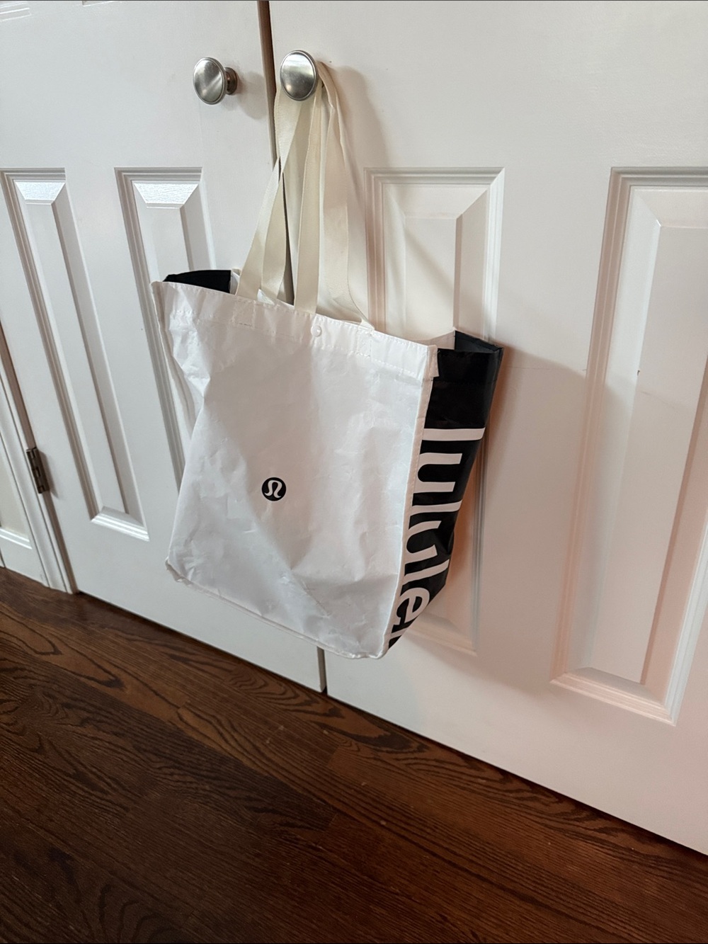 lululemon athletica White Tote with Black Logo